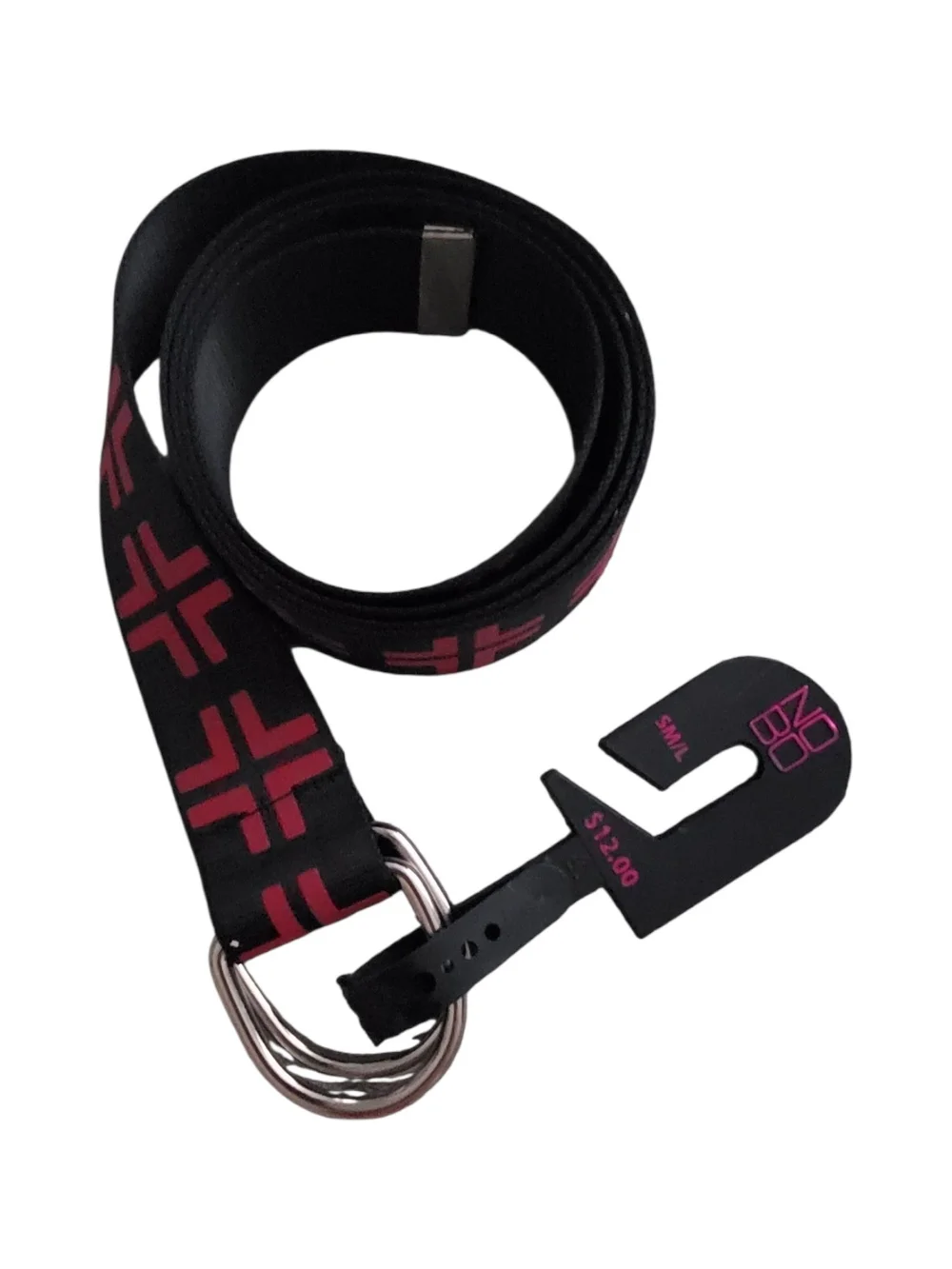 Black and Pink Double Ring Webbing Belt SM/L